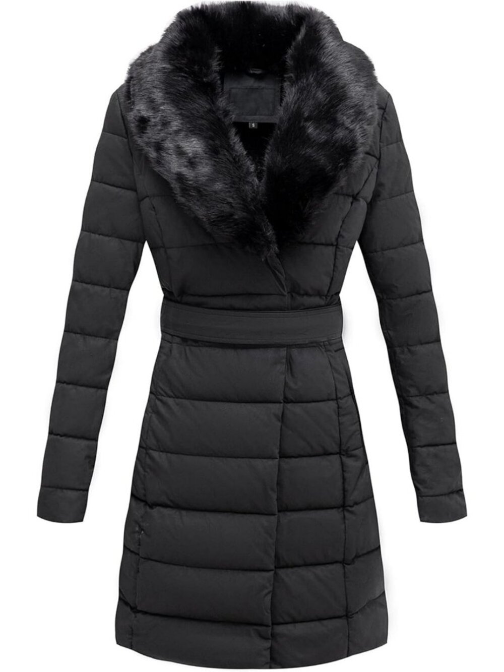 Chic Women's Faux Leather Quilted Puffer Long Winter Coat - Stylish & Warm